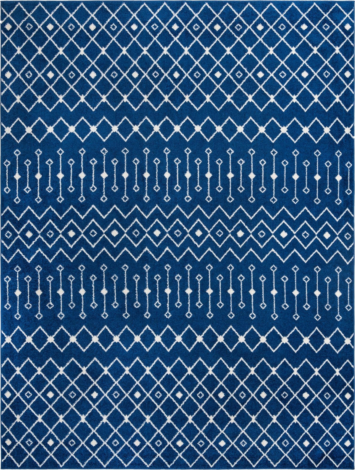 Mediterranean Lattice Collection Area Rug - Santorini (Navy Blue)