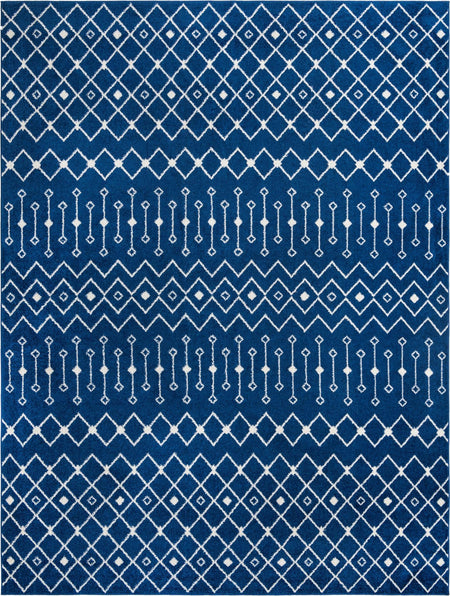 Mediterranean Lattice Collection Area Rug - Santorini (Navy Blue)