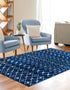 Mediterranean Lattice Collection Area Rug - Santorini (Navy Blue)