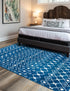 Mediterranean Lattice Collection Area Rug - Santorini (Navy Blue)