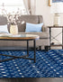 Mediterranean Lattice Collection Area Rug - Santorini (Navy Blue)