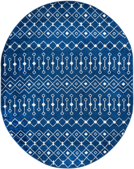 Mediterranean Lattice Collection Area Rug - Santorini (Navy Blue)