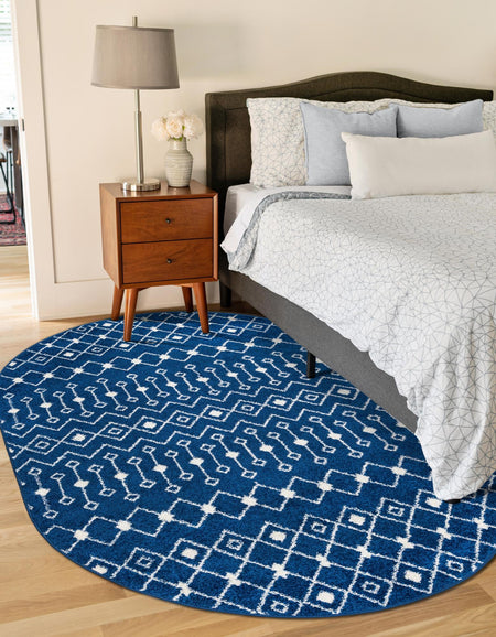 Mediterranean Lattice Collection Area Rug - Santorini (Navy Blue)