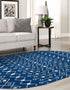 Mediterranean Lattice Collection Area Rug - Santorini (Navy Blue)