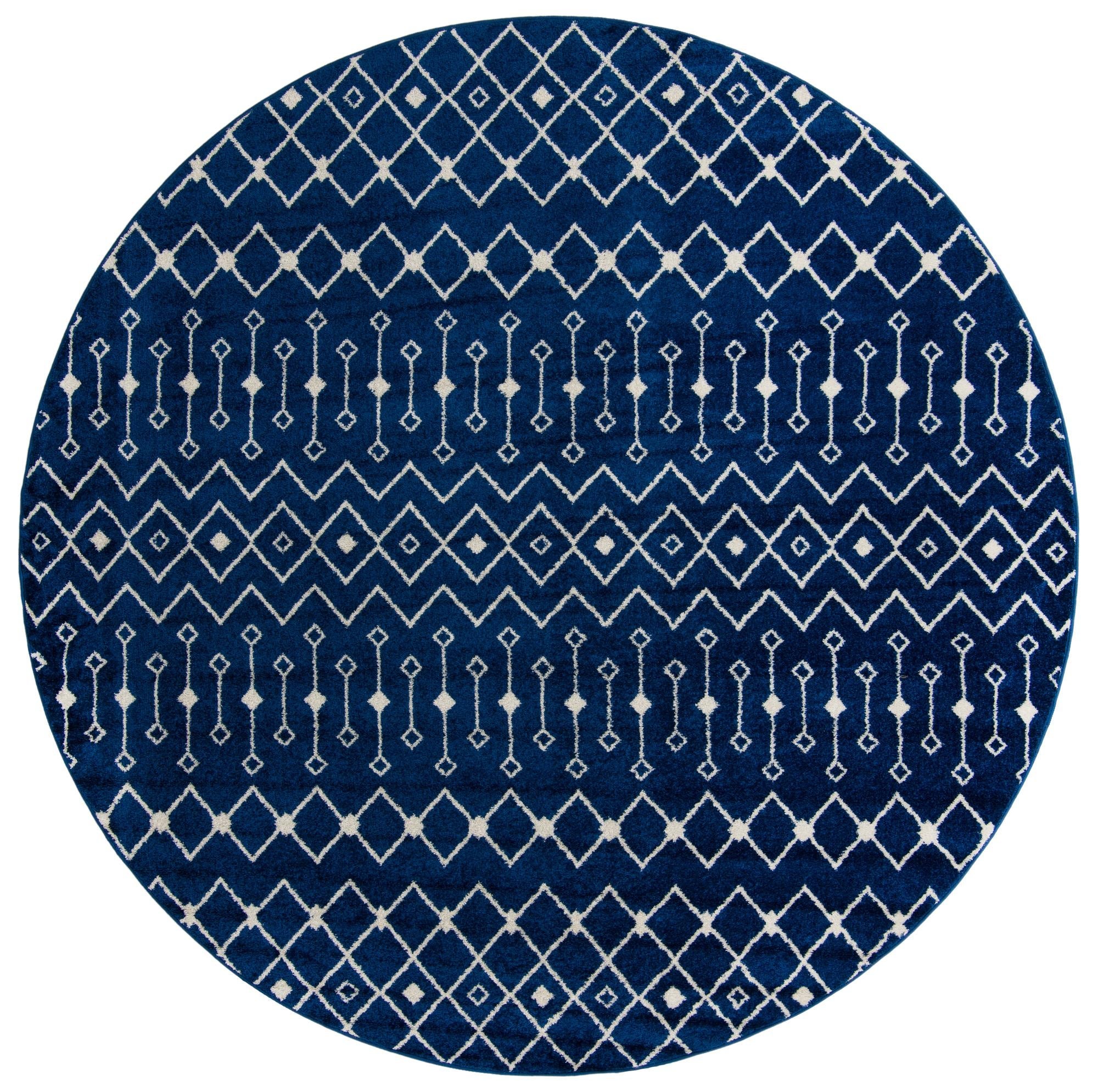 Mediterranean Lattice Collection Area Rug - Santorini (Navy Blue)