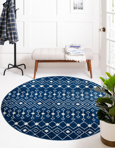 Mediterranean Lattice Collection Area Rug - Santorini (Navy Blue)