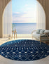 Mediterranean Lattice Collection Area Rug - Santorini (Navy Blue)