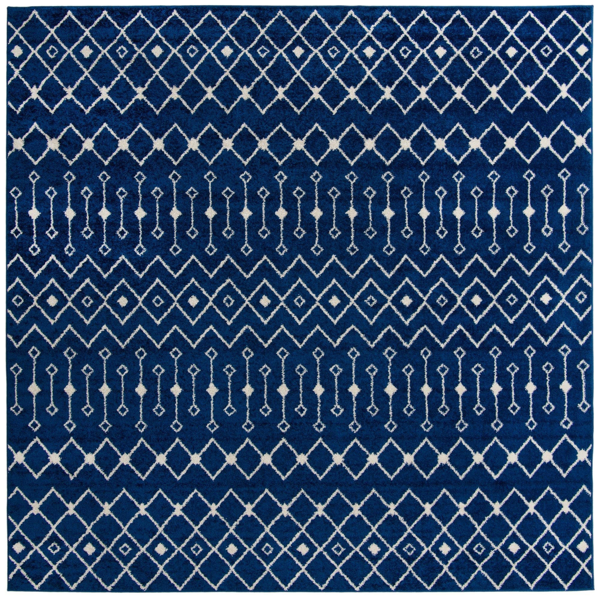 Mediterranean Lattice Collection Area Rug - Santorini (Navy Blue)