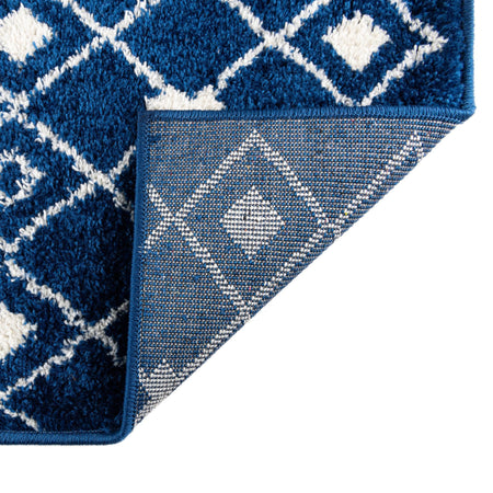 Mediterranean Lattice Collection Area Rug - Santorini (Navy Blue)