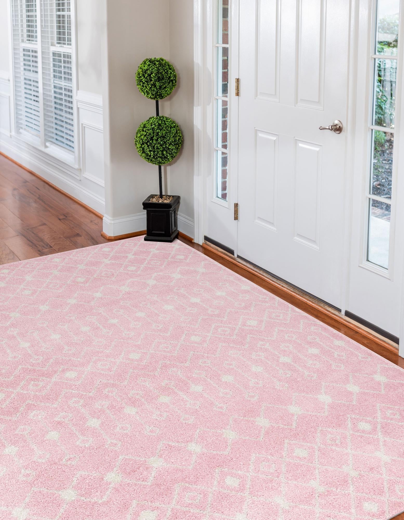 Mediterranean Lattice Collection Area Rug - Santorini (Pink)