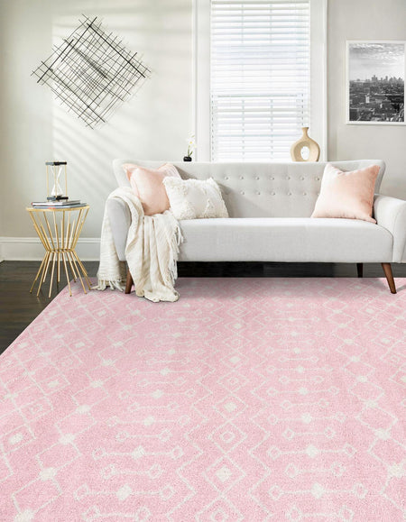 Mediterranean Lattice Collection Area Rug - Santorini (Pink)