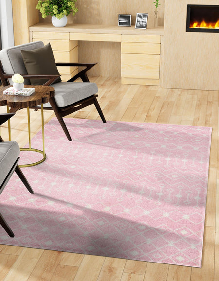 Mediterranean Lattice Collection Area Rug - Santorini (Pink)