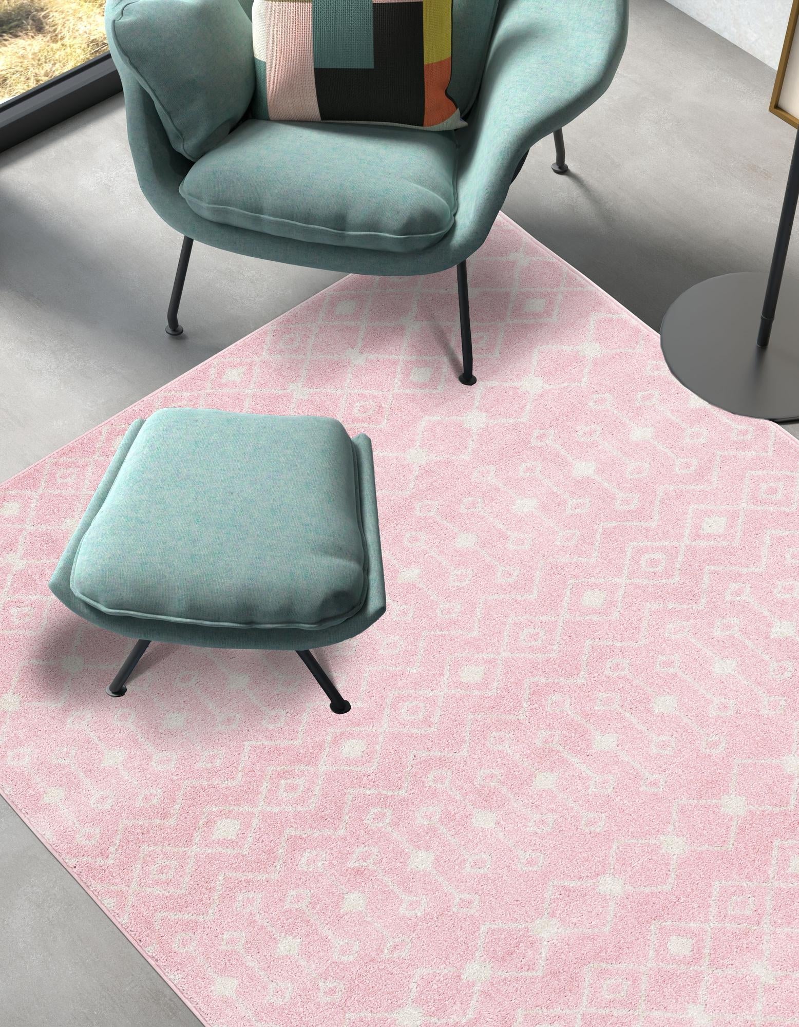 Mediterranean Lattice Collection Area Rug - Santorini (Pink)