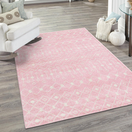 Mediterranean Lattice Collection Area Rug - Santorini (Pink)