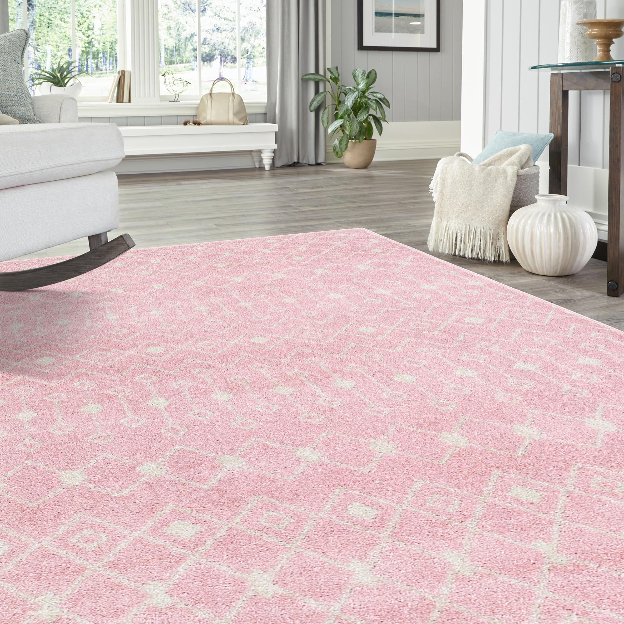 Mediterranean Lattice Collection Area Rug - Santorini (Pink)