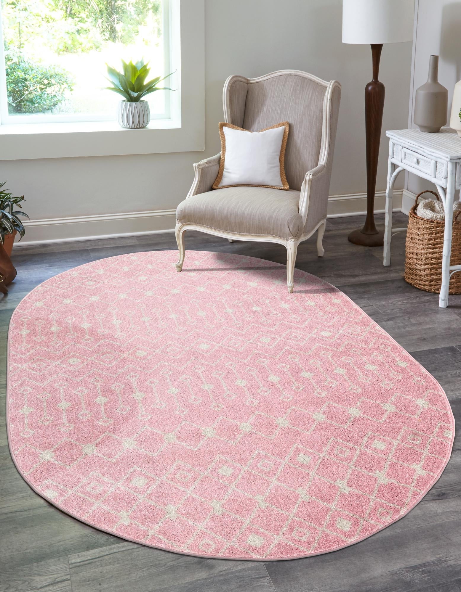 Mediterranean Lattice Collection Area Rug - Santorini (Pink)