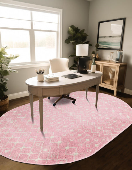 Mediterranean Lattice Collection Area Rug - Santorini (Pink)