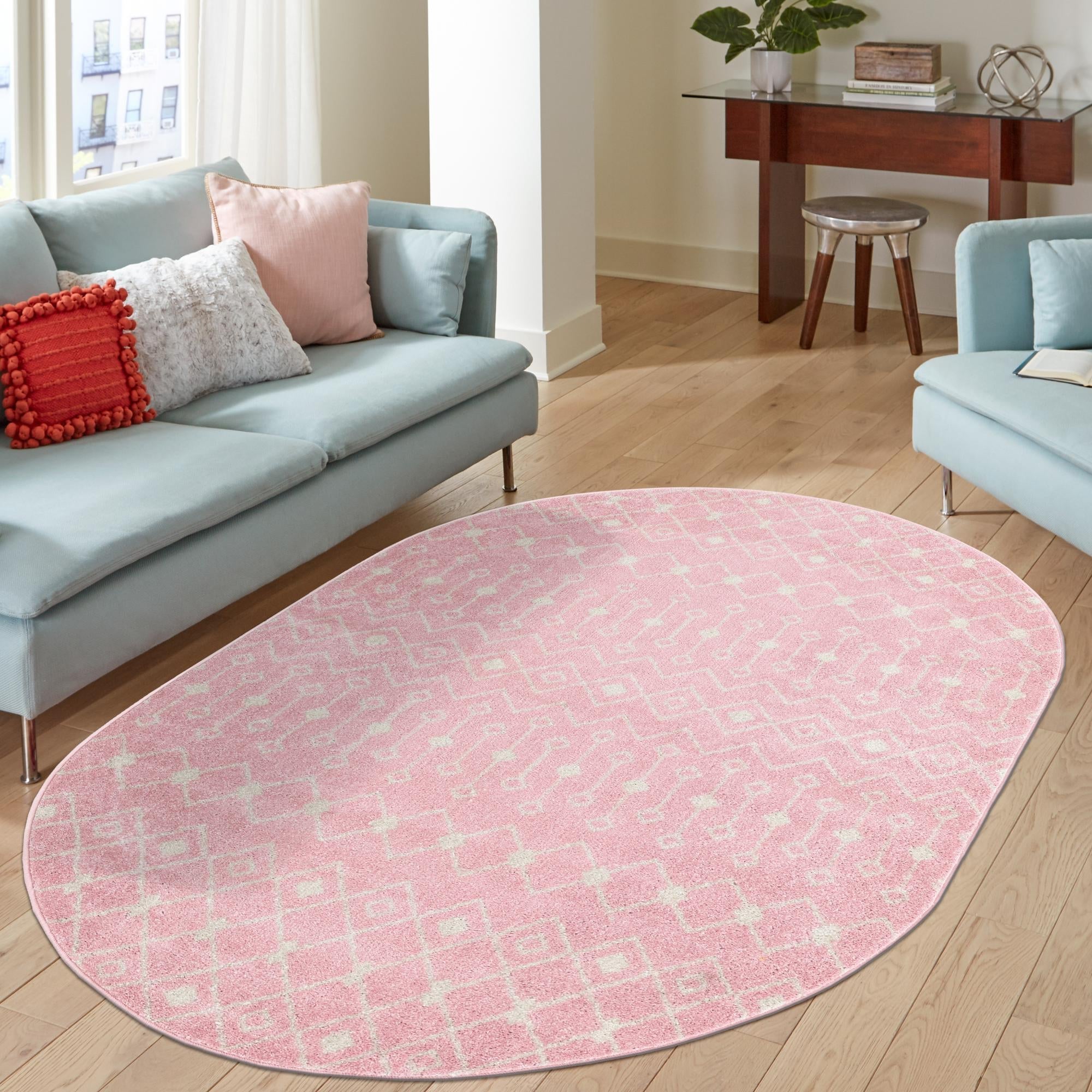 Mediterranean Lattice Collection Area Rug - Santorini (Pink)