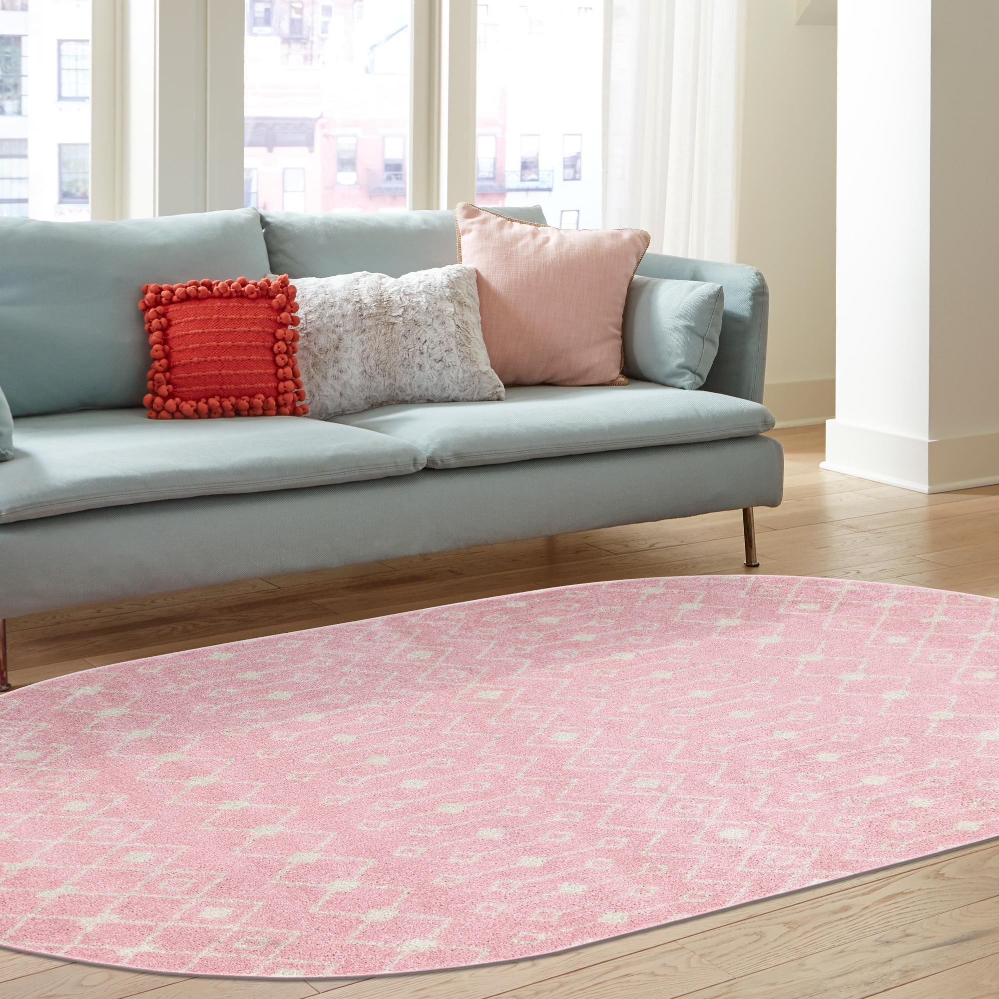 Mediterranean Lattice Collection Area Rug - Santorini (Pink)