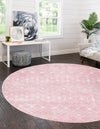 Mediterranean Lattice Collection Area Rug - Santorini (Pink) Round Pink  lifestyle 2