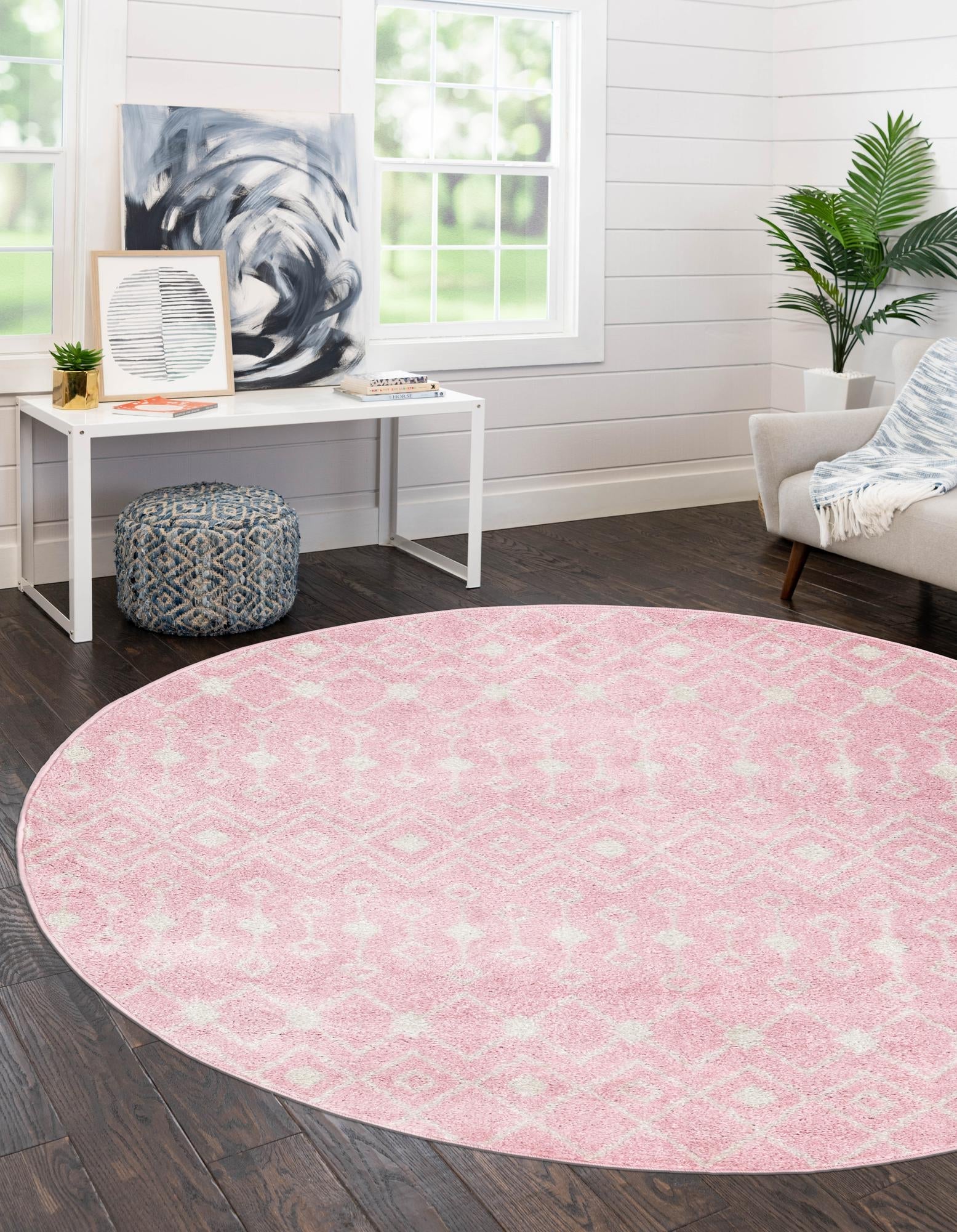 Mediterranean Lattice Collection Area Rug - Santorini (Pink)