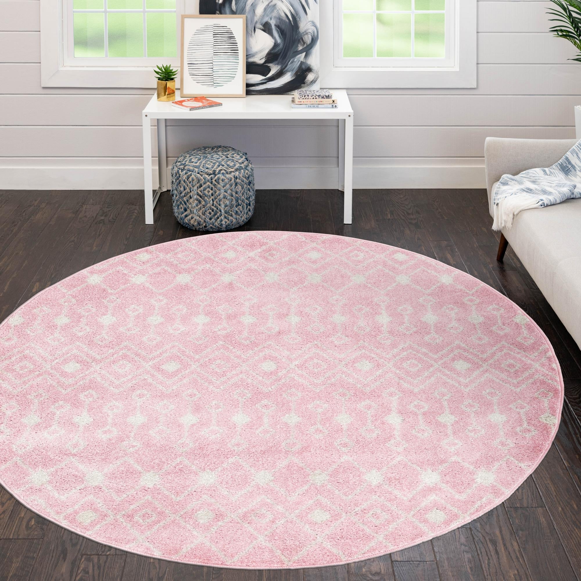 Mediterranean Lattice Collection Area Rug - Santorini (Pink)