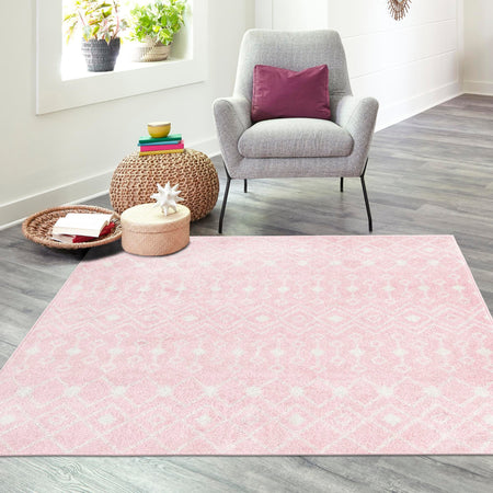 Mediterranean Lattice Collection Area Rug - Santorini (Pink)