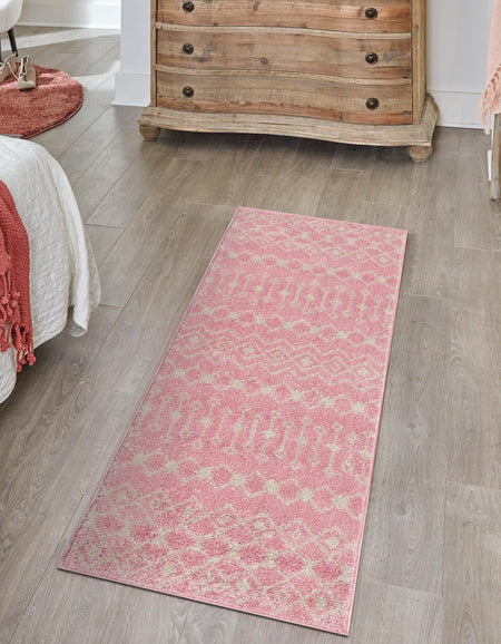 Mediterranean Lattice Collection Area Rug - Santorini (Pink)