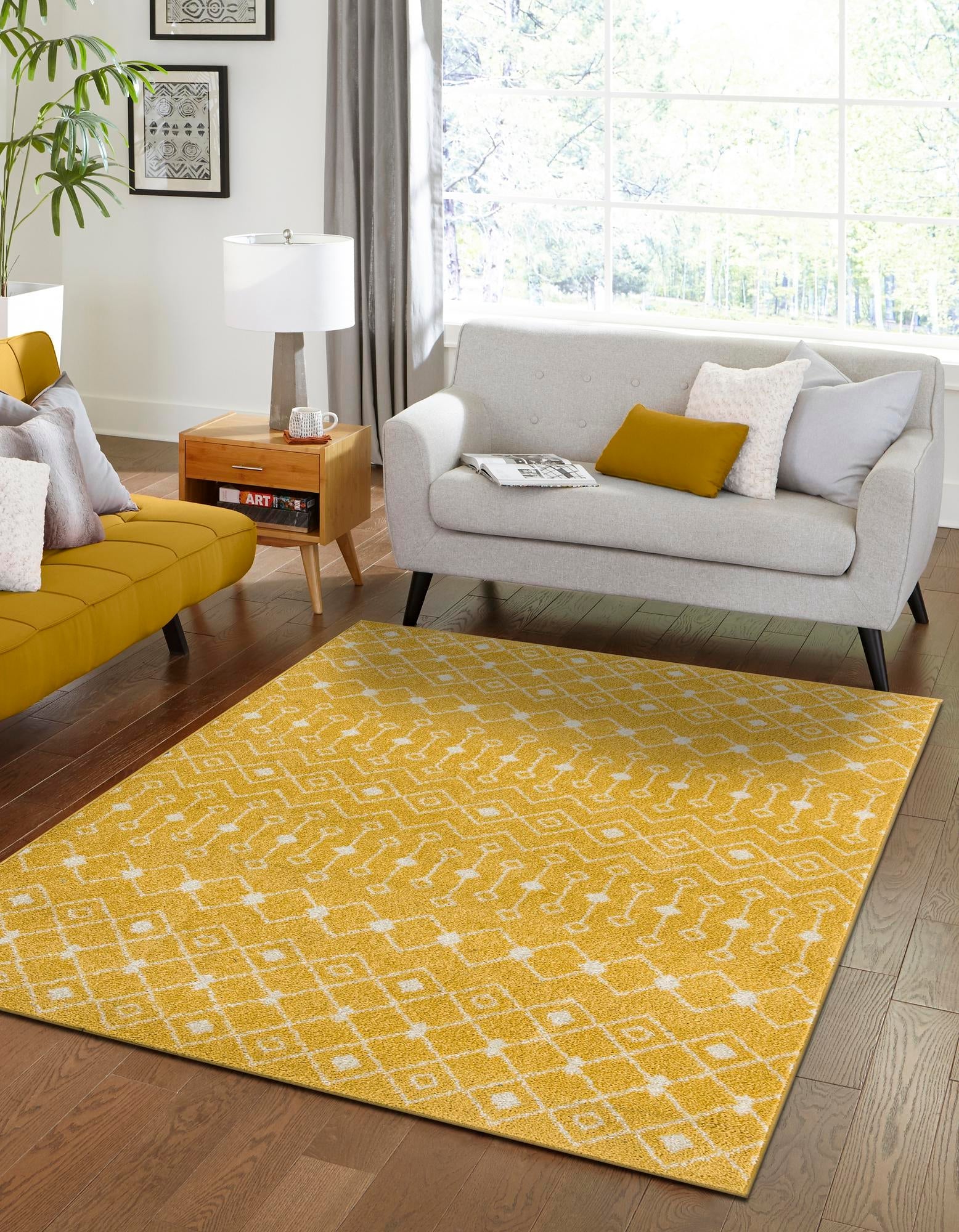 Mediterranean Lattice Collection Area Rug - Santorini (Yellow)