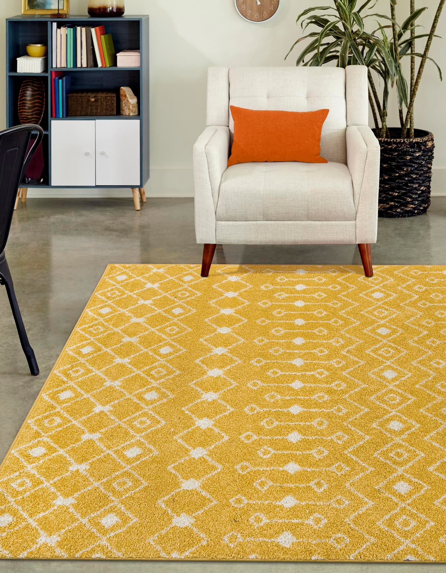 Mediterranean Lattice Collection Area Rug - Santorini (Yellow)