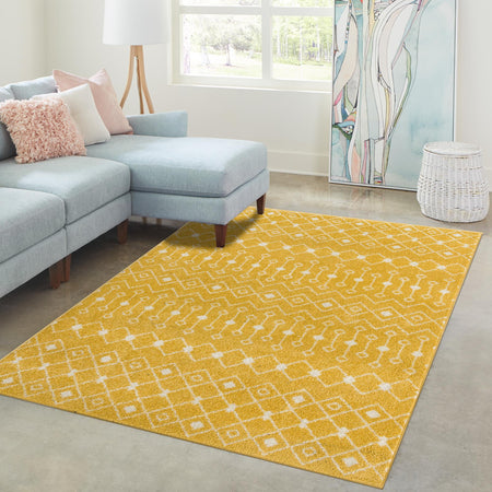 Mediterranean Lattice Collection Area Rug - Santorini (Yellow)