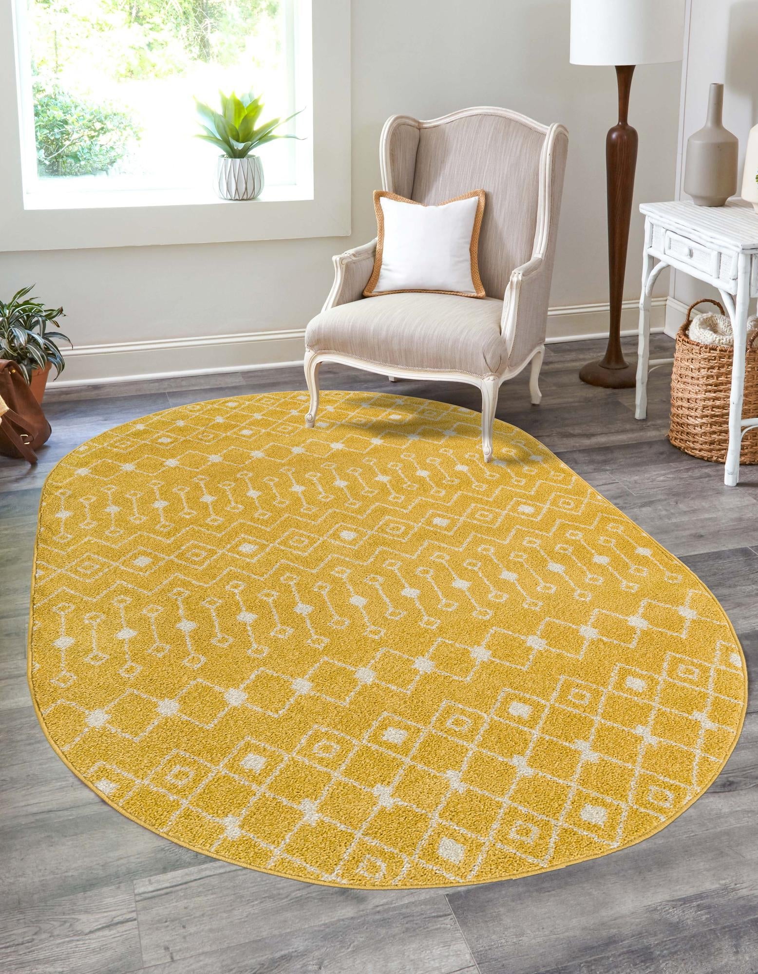 Mediterranean Lattice Collection Area Rug - Santorini (Yellow)