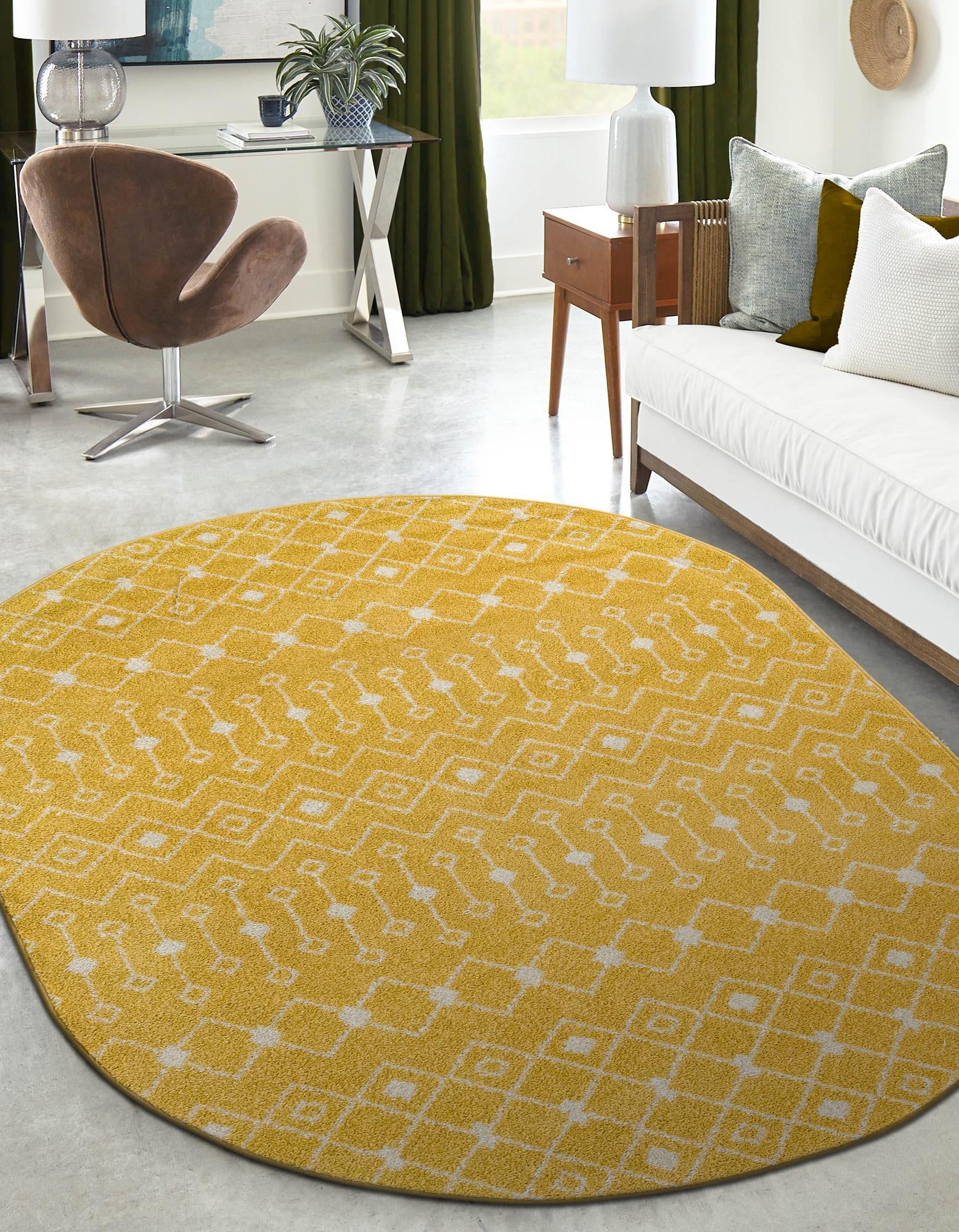 Mediterranean Lattice Collection Area Rug - Santorini (Yellow)