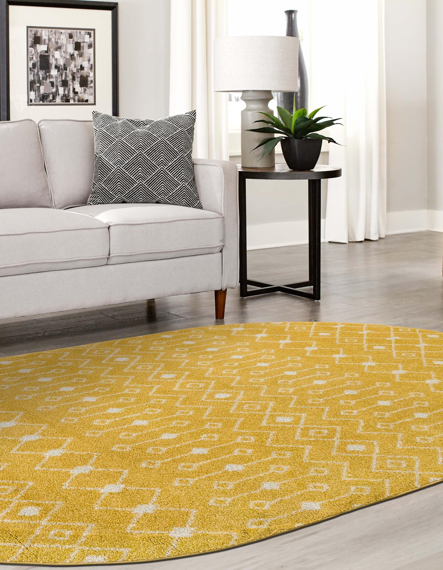 Mediterranean Lattice Collection Area Rug - Santorini (Yellow)