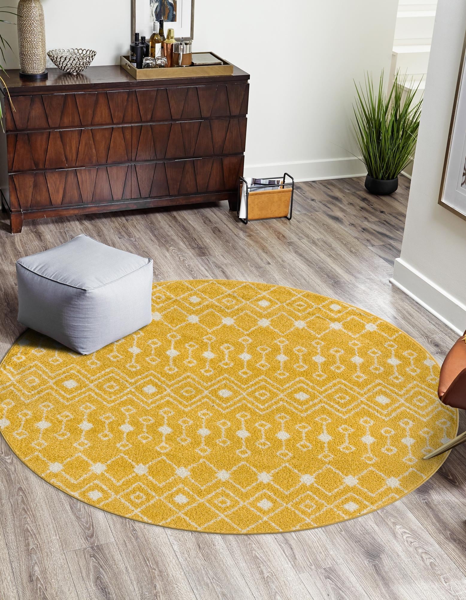 Mediterranean Lattice Collection Area Rug - Santorini (Yellow)