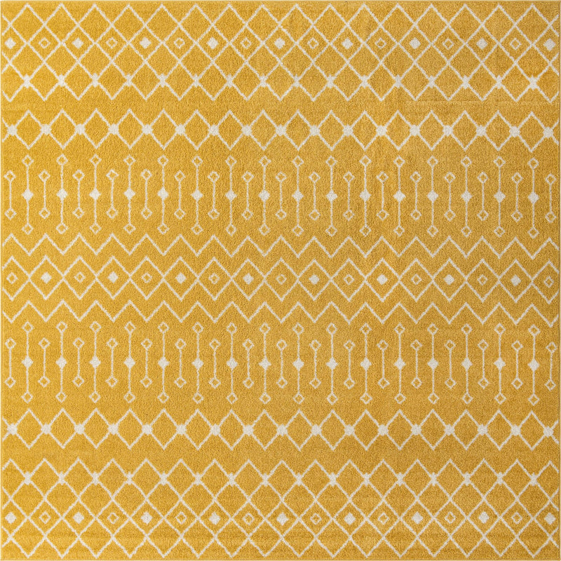 Mediterranean Lattice Collection Area Rug - Santorini (Yellow) Square Yellow Main