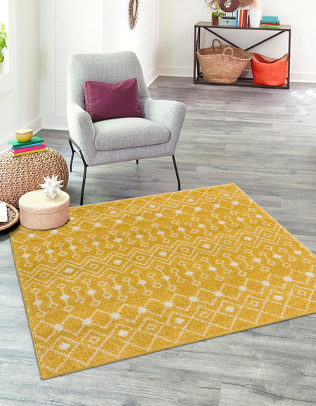 Mediterranean Lattice Collection Area Rug - Santorini (Yellow)