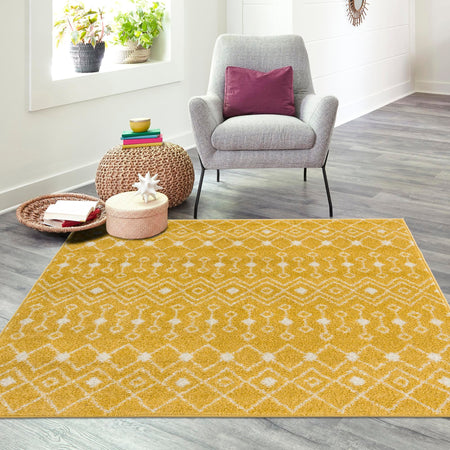 Mediterranean Lattice Collection Area Rug - Santorini (Yellow)