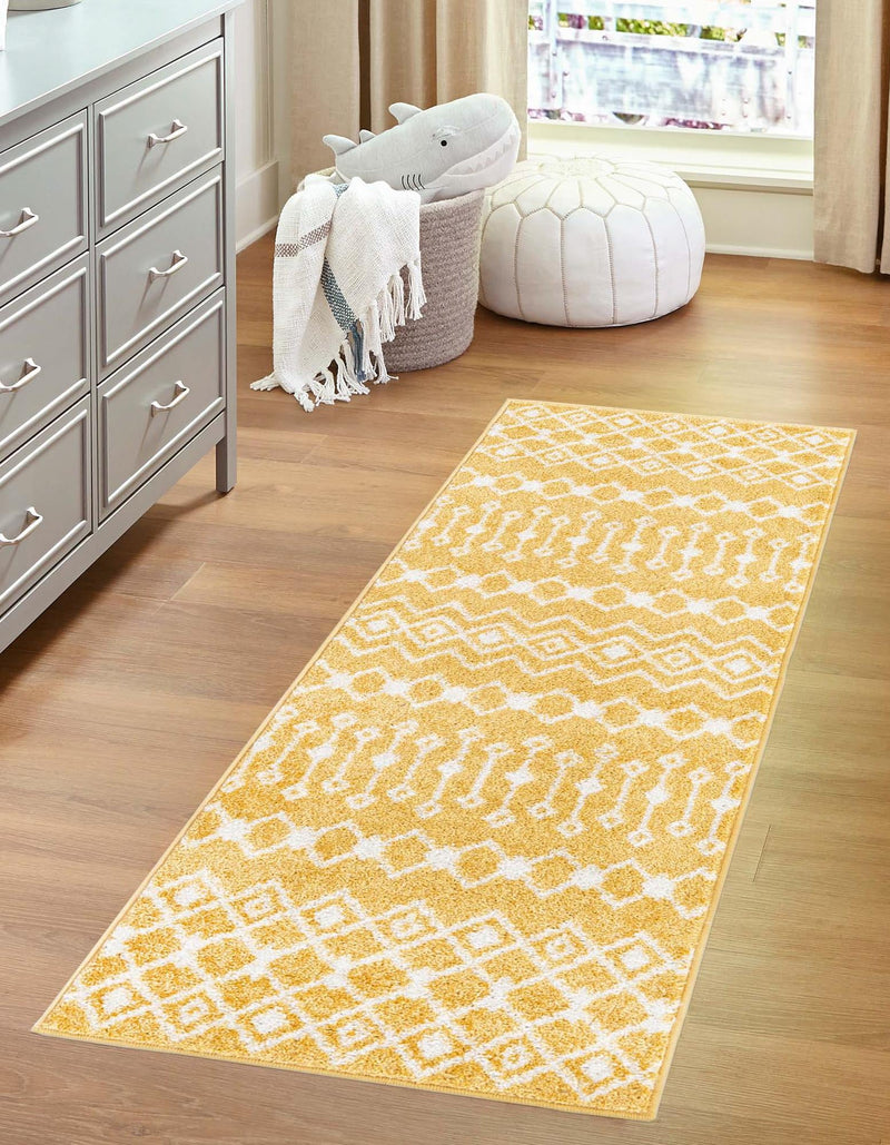 Mediterranean Lattice Collection Area Rug - Santorini (Yellow) Runner Yellow  lifestyle 5