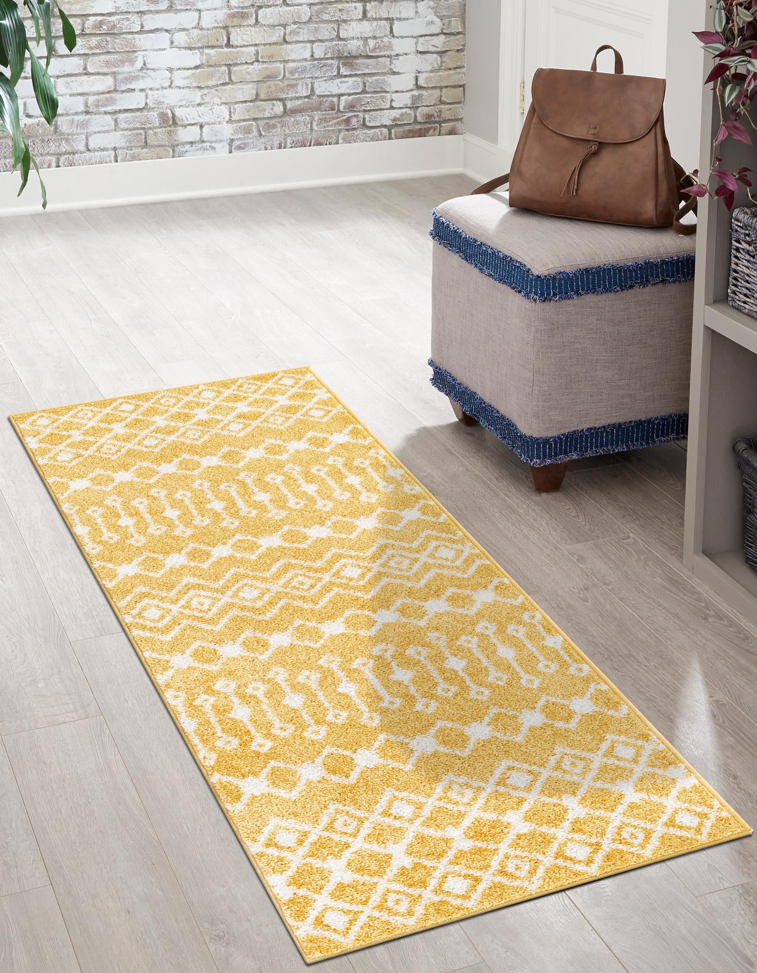 Mediterranean Lattice Collection Area Rug - Santorini (Yellow)