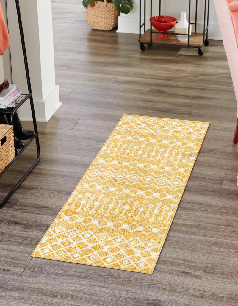 Mediterranean Lattice Collection Area Rug - Santorini (Yellow) Runner Yellow  lifestyle 9