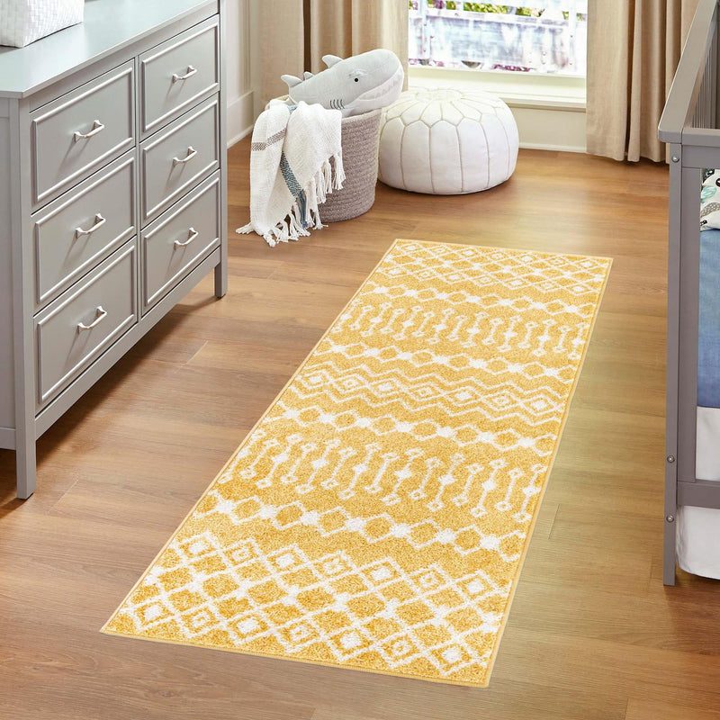 Mediterranean Lattice Collection Area Rug - Santorini (Yellow) Runner Yellow  lifestyle 23