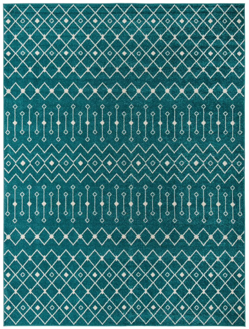 Mediterranean Lattice Collection Area Rug - Santorini (Turquoise) Rectangle Turquoise Main