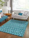 Mediterranean Lattice Collection Area Rug - Santorini (Turquoise) Rectangle Turquoise  lifestyle 0