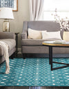 Mediterranean Lattice Collection Area Rug - Santorini (Turquoise) Rectangle Turquoise  lifestyle 6