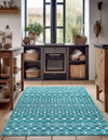 Mediterranean Lattice Collection Area Rug - Santorini (Turquoise) Rectangle Turquoise  lifestyle 7