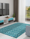 Mediterranean Lattice Collection Area Rug - Santorini (Turquoise) Rectangle Turquoise  lifestyle 8