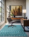 Mediterranean Lattice Collection Area Rug - Santorini (Turquoise) Rectangle Turquoise  lifestyle 9