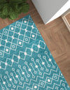 Mediterranean Lattice Collection Area Rug - Santorini (Turquoise) Rectangle Turquoise  lifestyle 12