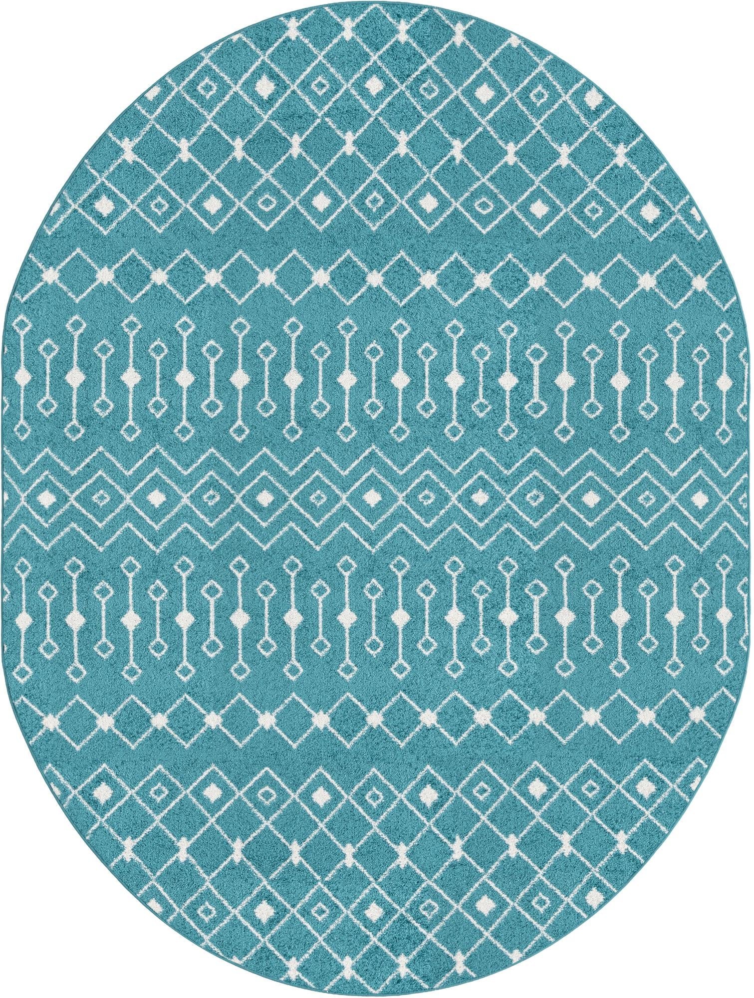 Mediterranean Lattice Collection Area Rug - Santorini (Turquoise)